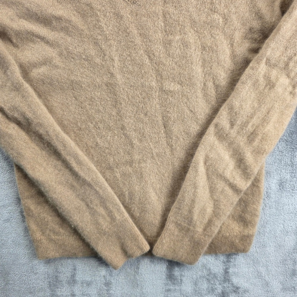 Nordstrom Sweater Womens XS Tan 100% Cashmere V-Neck Long Sleeve Knit Pullover - Picture 3 of 8